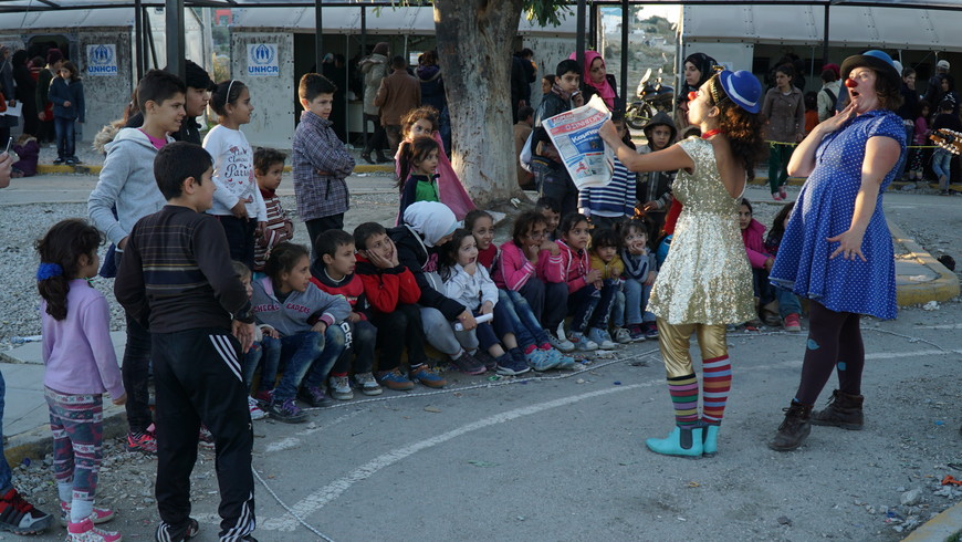 Mediterranean migrant crisis in Lesbos and Clowns Without Borders