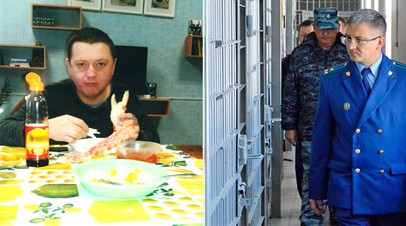 Вячеслав Цеповяз и прокурор Амурской области Руслан Медведев в ИК-3