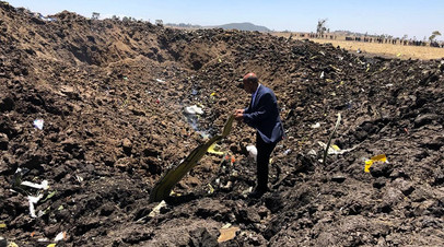 Место крушения самолёта Ethiopian Airlines