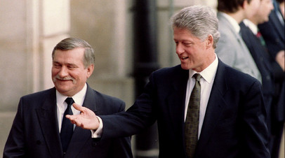 Президент США Билл Клинтон и Лех Валенса