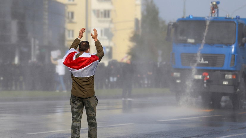 В Белоруссии задержали повредившего водомёт протестующего
