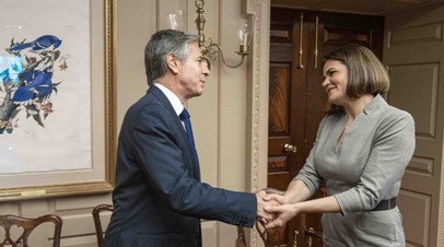 Госсекретарь США Энтони Блинкен и белорусский оппозиционер Светлана Тихановская