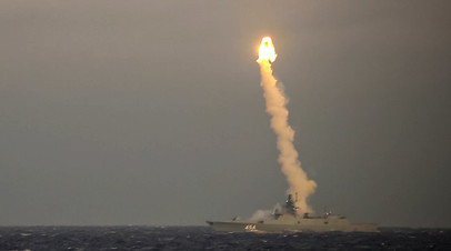 Запуск российской гиперзвуковой ракеты морского базирования «Циркон»