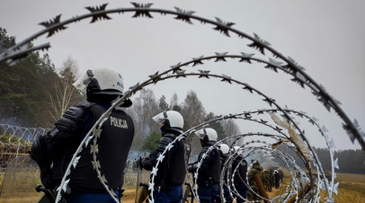 Подразделение польской полиции на границе с Белоруссией