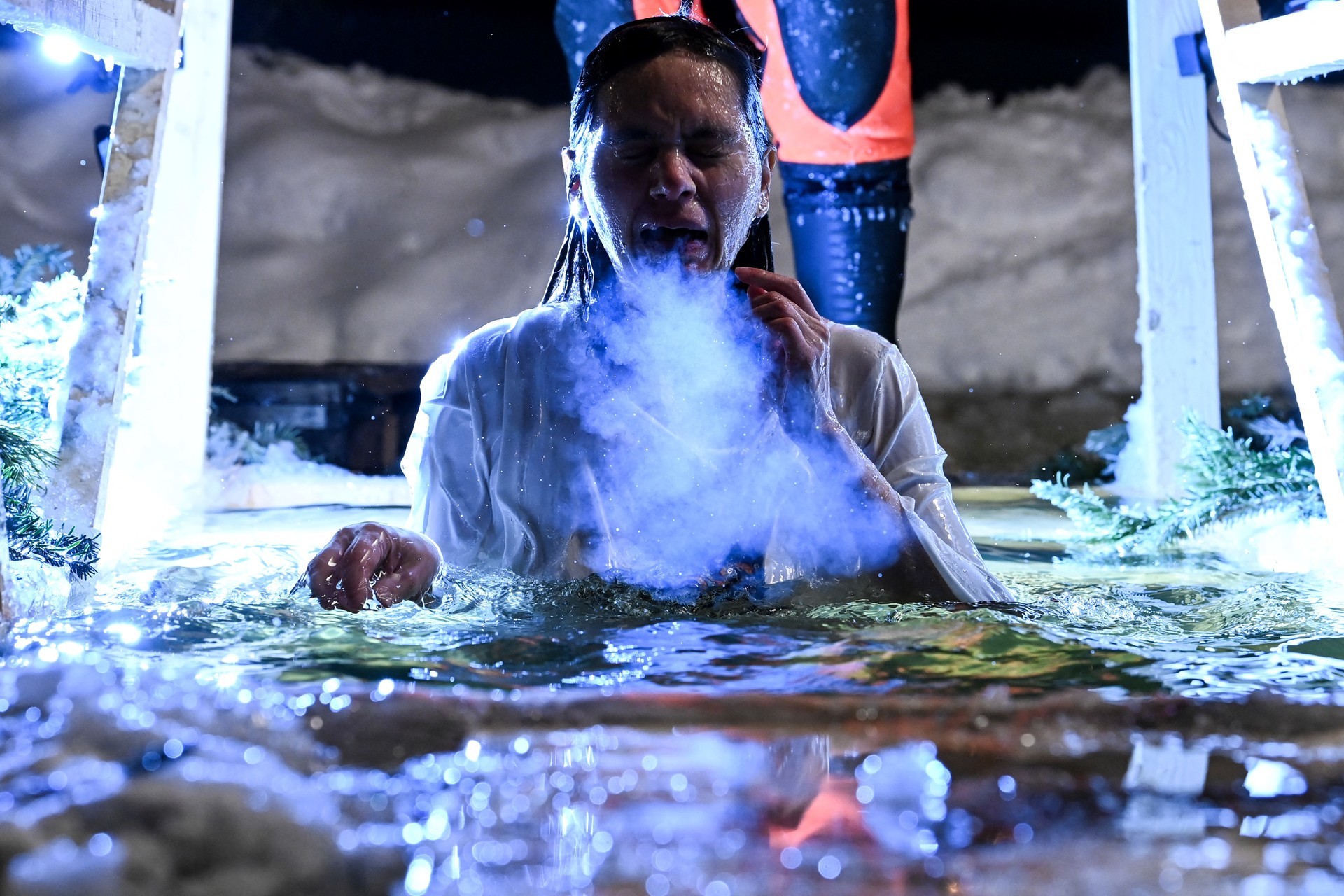 Orthodox Christians participating in Epiphany bathing