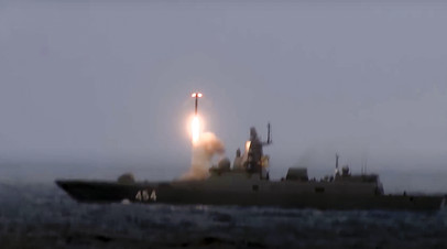 Пуск ракеты «Циркон» с борта фрегата «Адмирал флота Советского Союза Горшков»