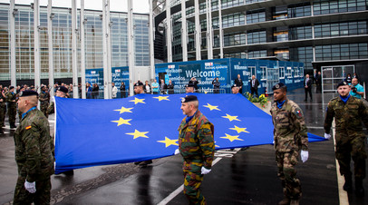 Military with EU flag