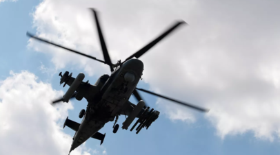 Минобороны России показало кадры боевой работы вертолётов Ми-8 и Ка-52 на Украине