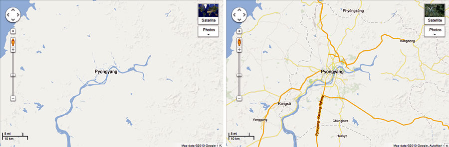 На Google Maps появилась детальная карта Северной Кореи